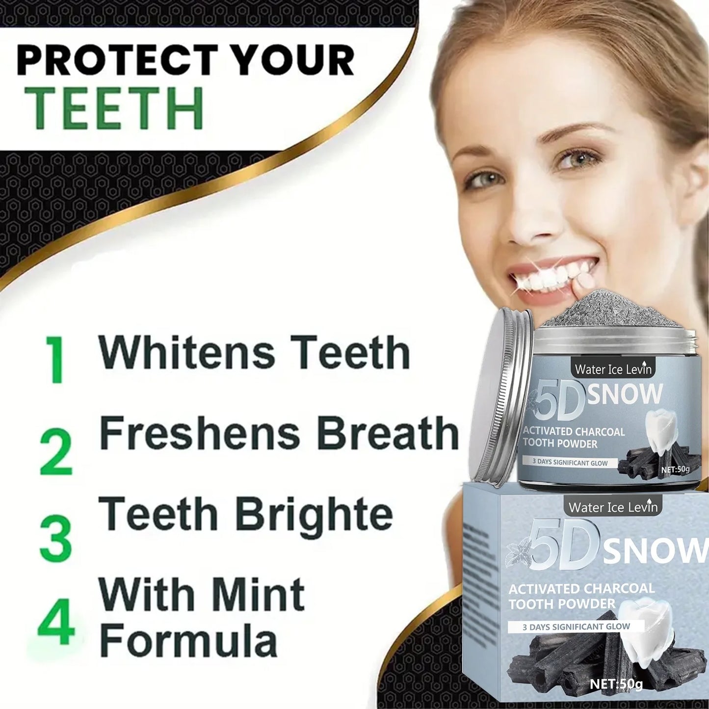 5-10 PCS Set 5D Bamboo Charcoal Tooth Whitening Powder - Natural Whitening and Deep Cleaning for Men and Women, Fresh Breath Daily Toothpaste Oral Hygiene Accessories Dental Care Supplies