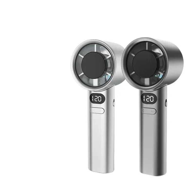 NEW 120 Speeds Mini Handheld Fan Mute Handheld Fan 4 Speeds Adjustment Air Calculating Fan With Power Display Portable Handheld Fan