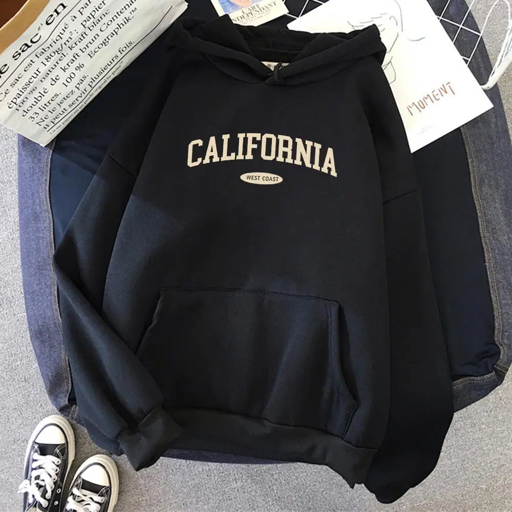 NEW Arrivals S-2XL 12 Colors California West Coast Design Women Hoody Hip Hop All-Match Streetwear Pocket Crewneck Clothes Fleece Comfortable Female Girls Casual Clothing Supplies