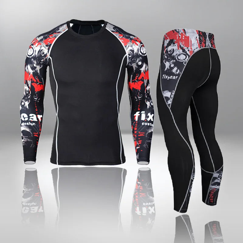 New Men's Thermal Underwear Sets Compression Sport Suit Sweat Quick Drying Thermo Underwear Men Clothing Long Johns Sets