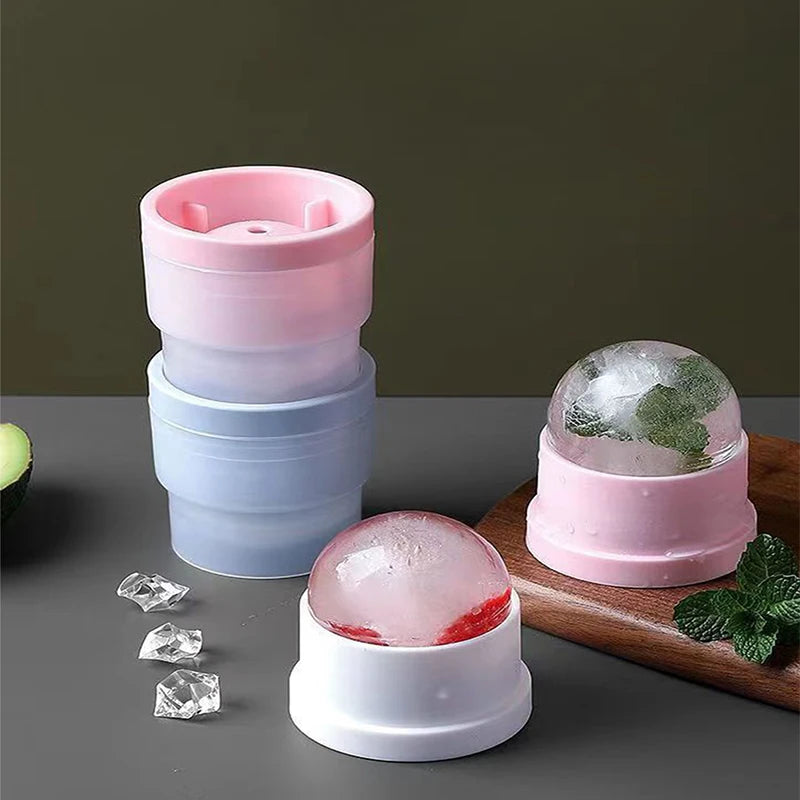 3 PCS Set Whiskey French Cognac Liquor Silicone Round Ice Hockey Mold Maker Large Spherical Ice Cube Grinder Suitable for Bar Home Kitchen Hotels Supplies Drinkware Pubs Barware Tools Set