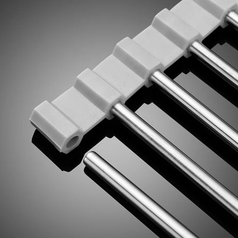 Kitchen Sink Stainless Steel Draining Rack Can be Folded Fruit and Vegetable Dishes Filter Shelf Roll Storage Draining Rack