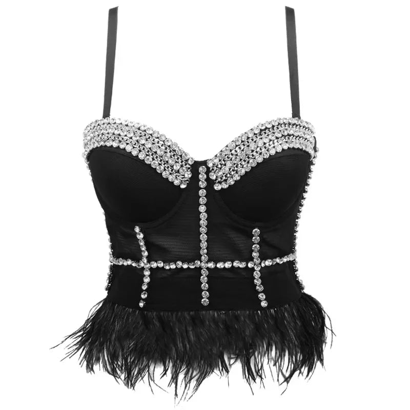 Sexy Bras for Women Night Club Party Cropped Tops Bra Stage Performance Sparkling Rhinestone Underwear Bralette Lingerie Clothes