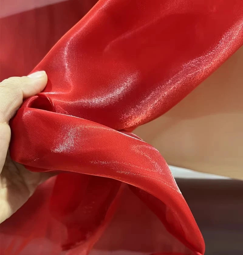 NEW 5M 10 Colors Luxury White Smooth Satin Water Gloss Liquid Organza Fabric sewn Evening Dress Shirt Micro Transparent Fabric