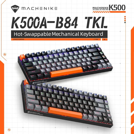 NEW Arrivals  K500A-B84 Mechanical Desktop Keyboard 75% TKL Hot-Swappable Wired Gaming Keyboard 6-Color Backlit 84 Keys For PC Gamers Laptop Accessories Supplies Electronics Computer Products