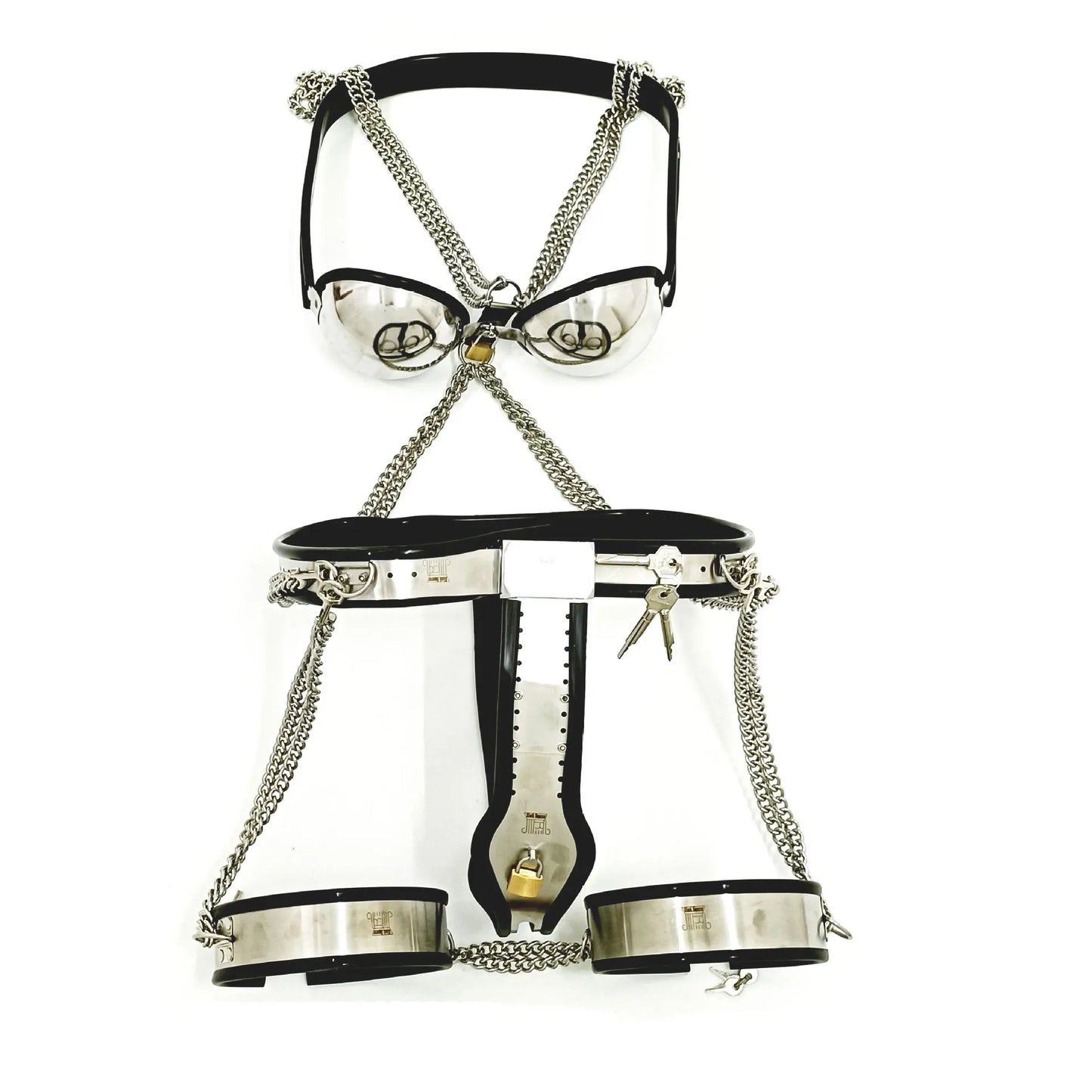 BDSM Stainless Steel Female Chastity Belt Set Bra Adjustable Chastity Panties  Thigh Ring Fetish BDSM Bondage Sex Toys Supplies For Couples  Woman Adults 18+ Products