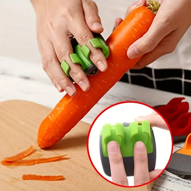 2 PCS Set Stainless Steel Handheld Vegetable Peeler Rubber Finger Grip Quick Easy Comfortable Palm Peeler Slicer Kitchen Tool Helper Salad Maker Kitchenware Home Cooking Accessories