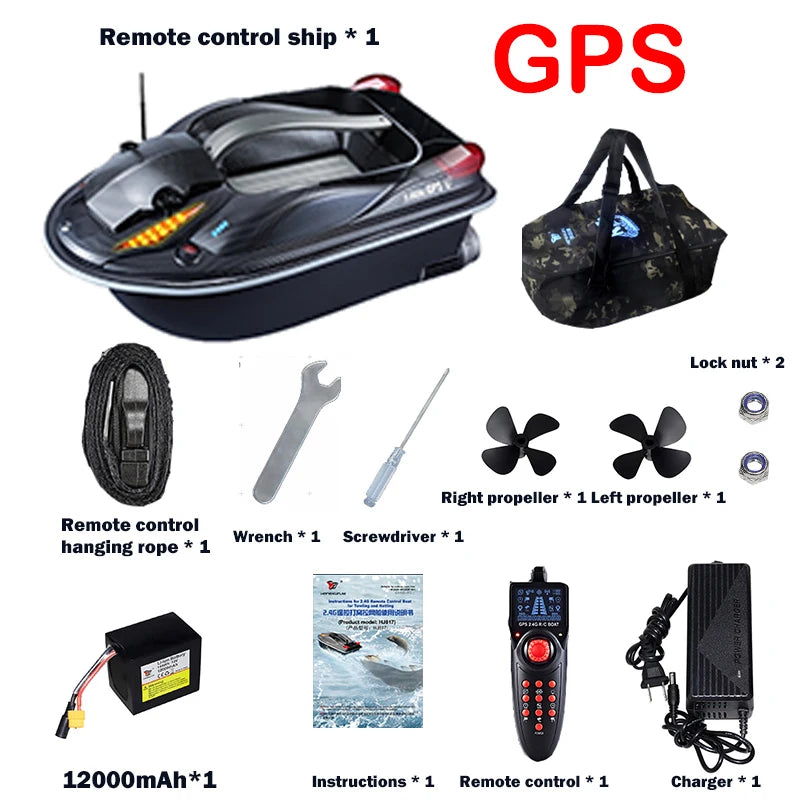 817 GPS BAIT BOAT Voice Announcements 500m 20000mAh Sonar Load 3KG Automatic Cruise Return Dual Motor Fish Finder Independent Control of Silo Ocean Lake River Professional Fishing Supplies