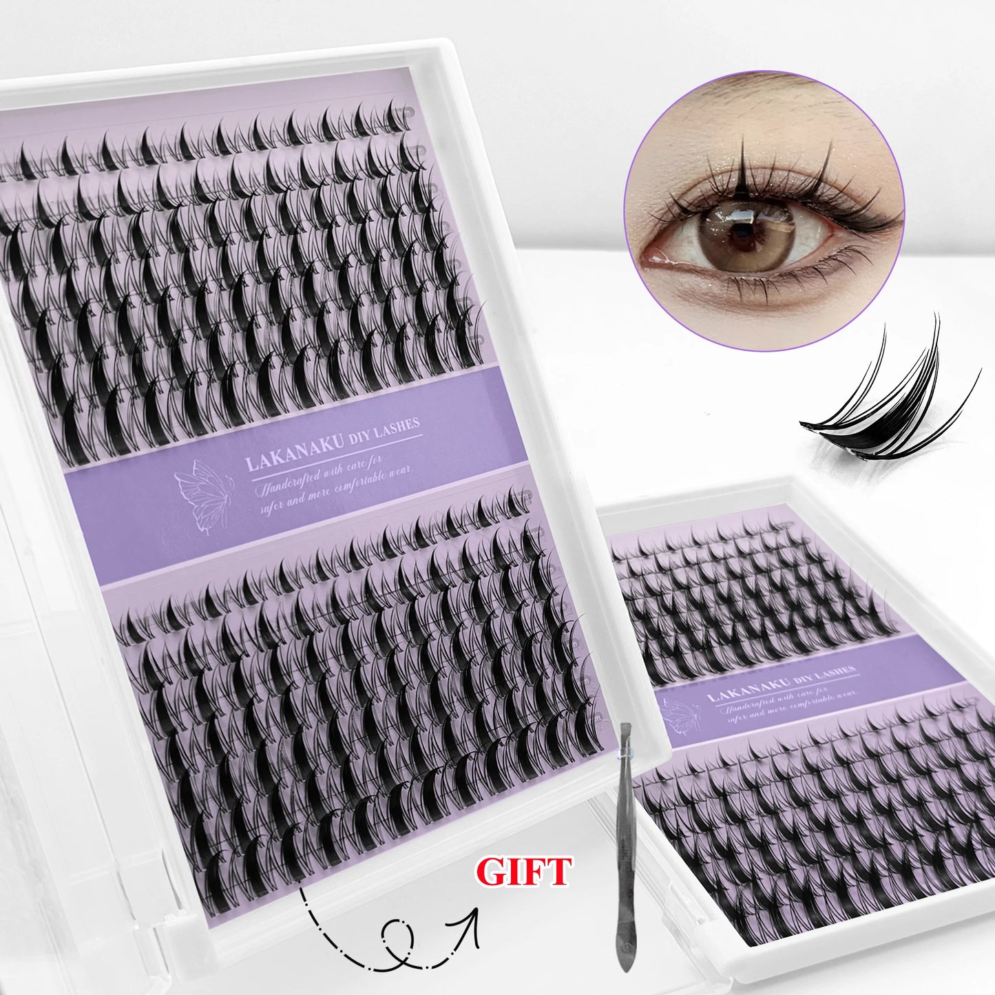 NEW  168 Fans Dry Cluster Lashes Cat Eye Lashes Invisible Band Premium Mink Manga Lash Clusters Women Cosmetic Accessories