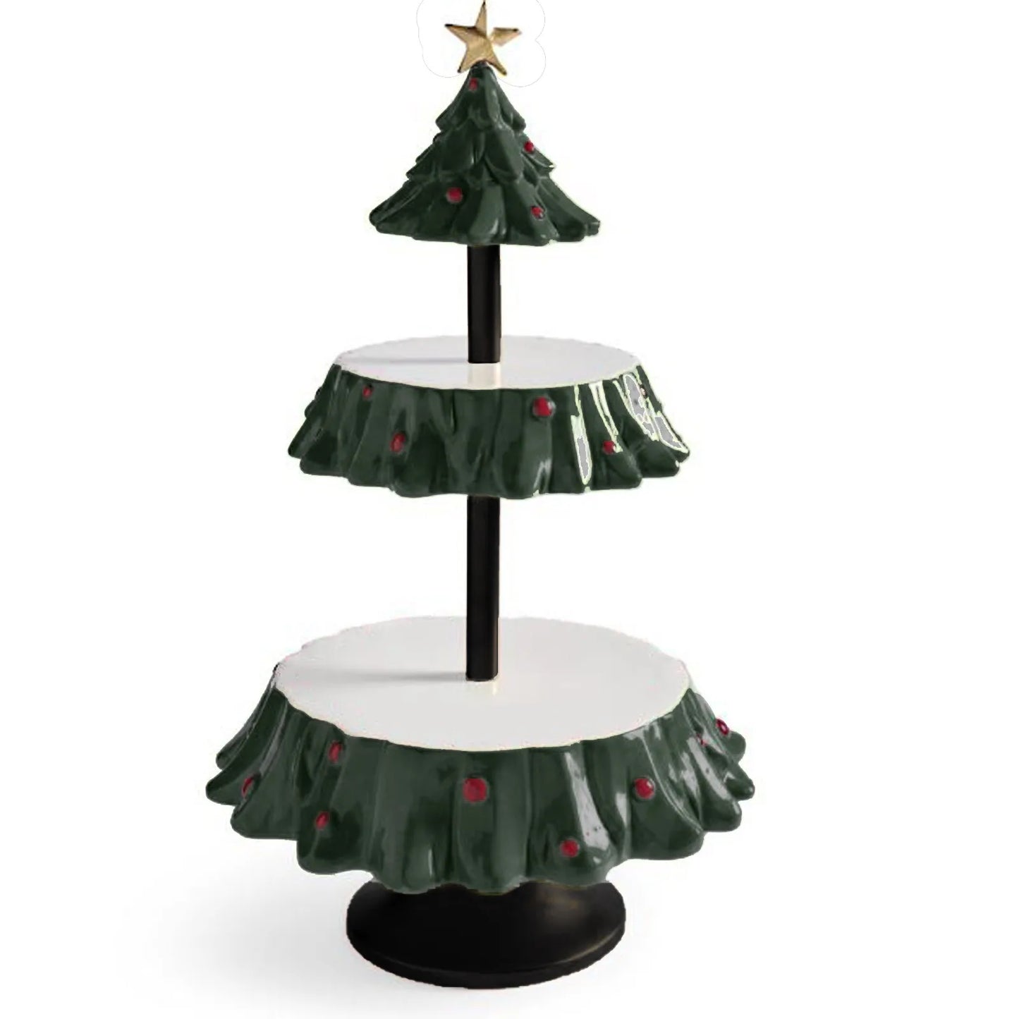 Christmas Tree Dessert Table Fruit Plate Double Layer Cake Stand Holiday Party Candy Plate Snack Tray