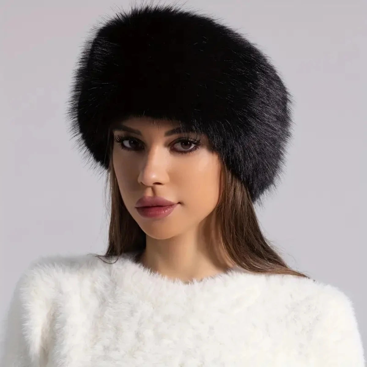 Winter lmitation Fur Thickened Hat Without Top Hat, BreathableComfortable Outdoor Travel Brimless Hat