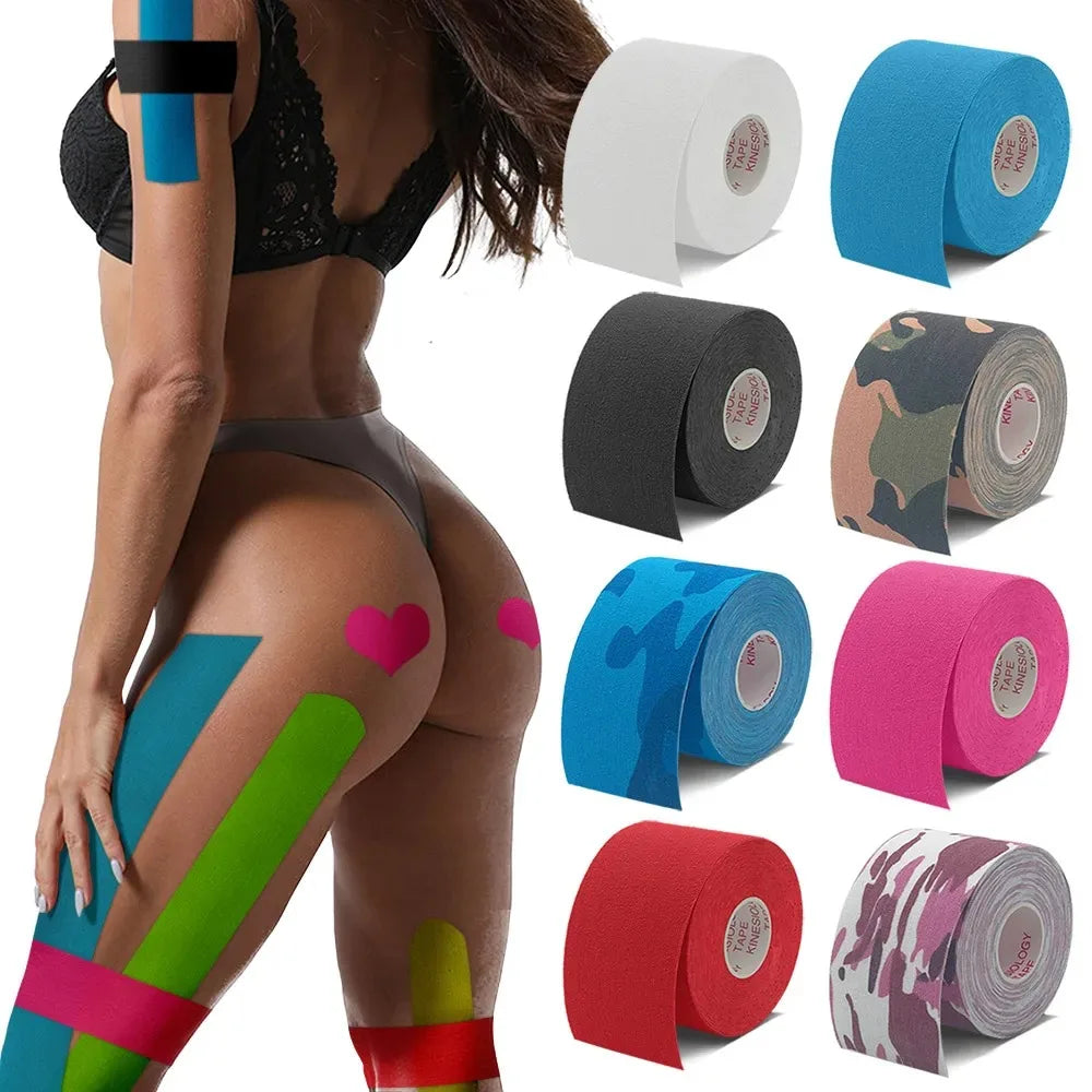 NEW Arrivals 10Pcs Set Box 5cmx500cm- 10cmx500cm Kinesiology Tape Grip Athletic Recovery Elastic Cotton Muscle Pain Relief Knee Arms Shoulders Back Pads Support Bandage Fitness Tapes