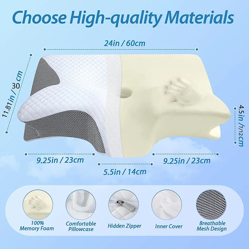 NEW Arrivals Memory Foam Cervical Pillow, 2 in 1 Ergonomic Contour Orthopedic Pillow for Neck Pain, Contoured Support Pillows, Neck Pillow