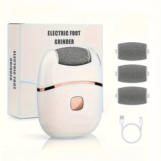 NEW 3 Heads Set Rechargeable Electric Foot Grinder for Thick Faux Leather USB Personal Care Tool with Interchangeable Heads Grooming Tool