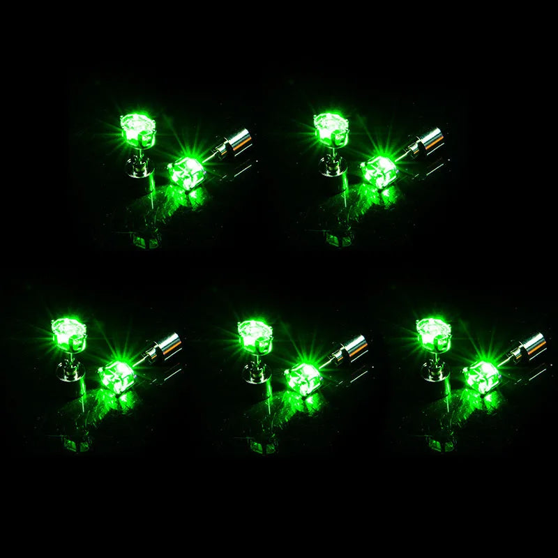 2/5 Pair LED Earring Rave Festival Party Bar Night Club Glowing Earring + Hair Ties Girl Women Ear Accessories Light Up Bling Ear Stud Gogo Dance Fashion Jewelry Accessory Sets