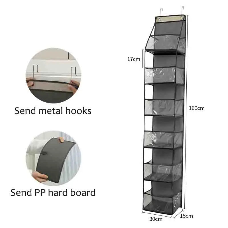 NEW Arrivals 2 PCS Set 4+6 Layers Storage Hanging Bag Door Mounted Storage Bag Wall Mounted Dormitory Non-Woven Fabric Visible Transparent Multi-Layer Storage Set