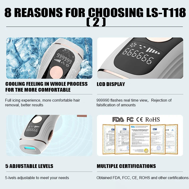 Lescolton Cool Laser Hair Removal for Women Men Flashes Beauty Health Permanent Painless IPL Epilator