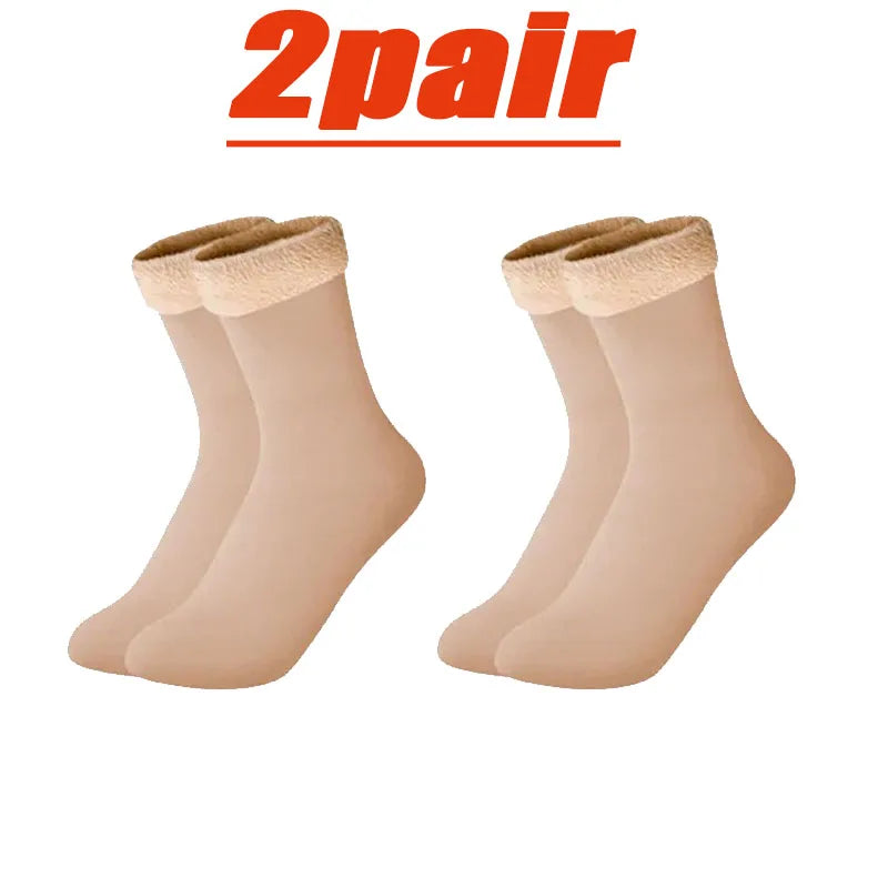 4 Pairs Set Winter Warm Thermal Socks Soft Thicken Plush Socks Solid Color Velvet Wool Snow Boots Floor Socking Outdoor Skiing Snowboard Mountain Hiking Climbing Cycling Socks Sets