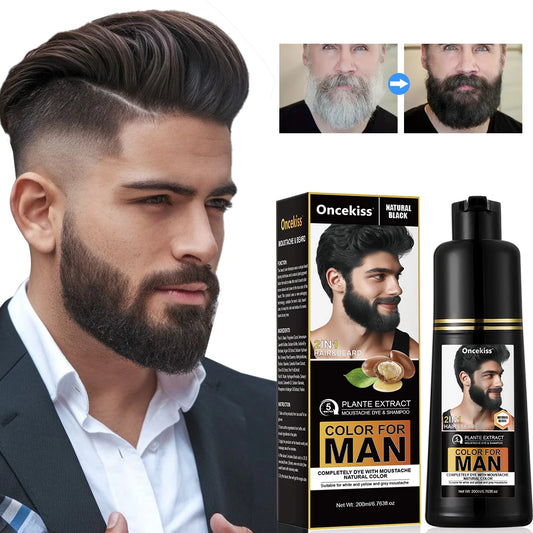 NEW Brown/Black Color Natural Long Lasting 200ml Permanent Beard Dye Shampoo for Men Beard Dying Removal White Gray Beard Hair Men Beard Dye Shampoo Men Grooming Supplies