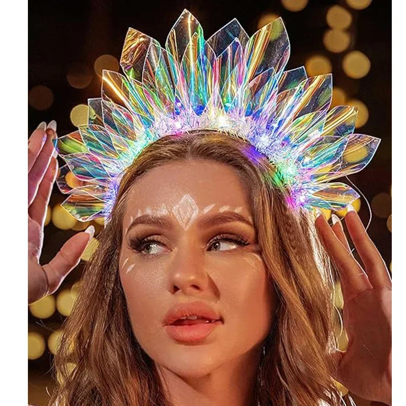 NEW Arrivals Light Up Headband Glowing Crown LED Laser Hair Band Flashing Headpiece Luminous Crown Nightclub Cosplay Party Headwear Hair Tiara