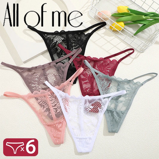 NEW S-XL 6Pcs/Set Lace Thong For Women Low Rise Soft Intimates Lingerie Sexy Lace Panties Color Ladies Comfortable Underpants Girls Panty