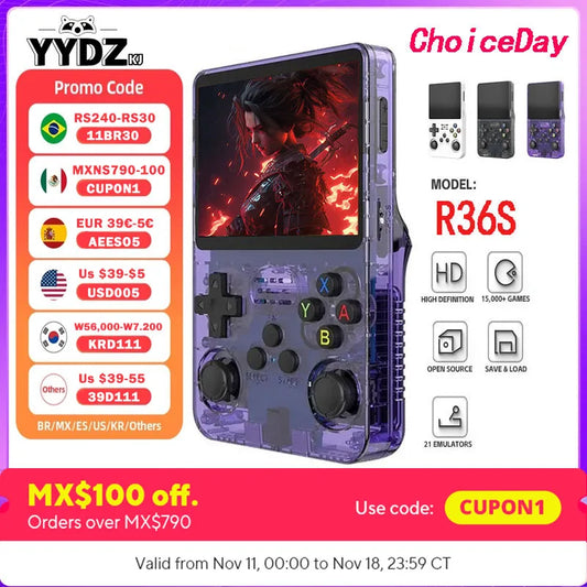 NEW Arrivals Open Source R36S Retro Handheld Video Game Console Linux System 3.5 Inch IPS Screen Portable Pocket Video Player 64GB Games Electronics Supplies Accessories Video Games Products