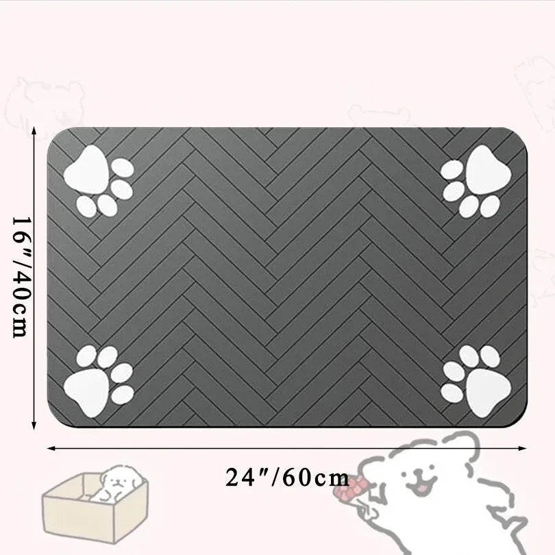 NEW Arrivals 40x60cm Pet Feeding Mat-Absorbent Pet Placemat for Food and Water Bowl, with Waterproof Rubber Backing, Quick Dry Water Mat for Dog Cat