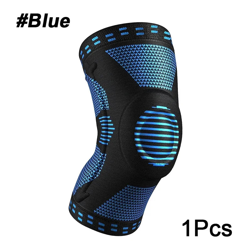 NEW Arrivals S-2XL 1Pcs Silicone Compression Knee Sleeve, Knee Brace Support Pin Relief Injuries Treatment Outdoor Cycling  Jogging, Arthritis Basketball Volleyball Men and Women Sports Accessories Supplies