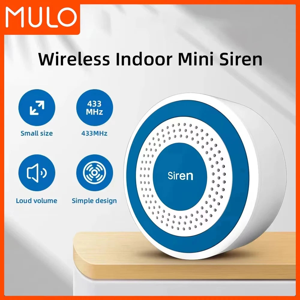 NEW Arrivals Mini Alarm Siren Wireless 433MHz Sound & Light Indoor Strobe Siren High Decibel Horn Siren For Home Security Alarm System
