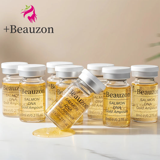 10-12 Bottles Set 8ml Original Korean Salmon DNA Gold Ampoules Natural Kit Serum Skin Face Care Moisturizing For Microneedle 0.25mm Skin Care Accessories