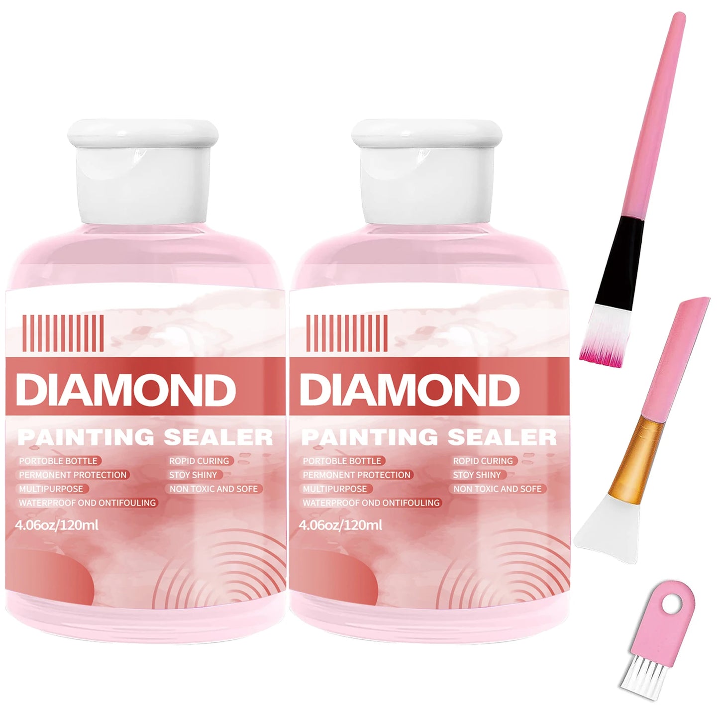 3PCS + Brushes Set Green/Blue/Pink Color Diamond Painting Sealer Kits 120ML/240ML  Diamond Art Sealer Puzzle Glue Diamond Painting Accessories