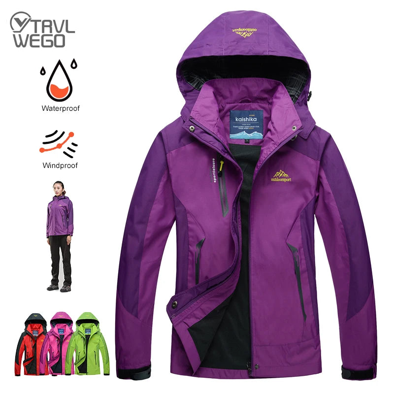 Camping Hiking Jacket Women Autumn Outdoor Sports Coats Climbing Trekking Windbreaker Travel Waterproof Purple Rosy