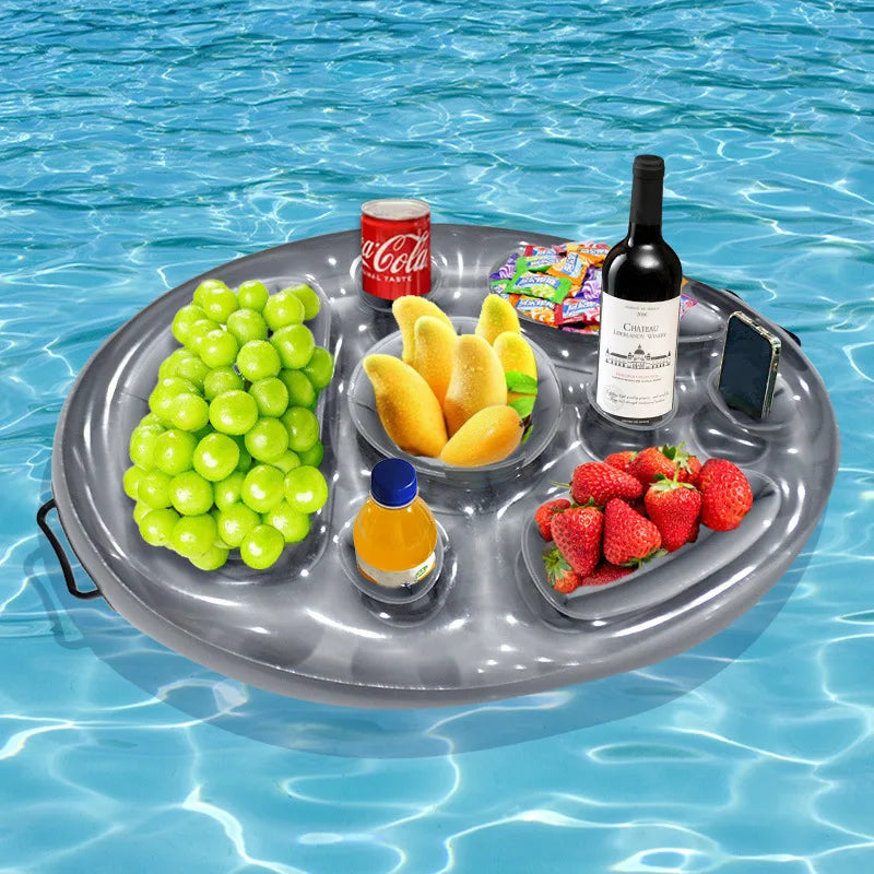NEW 3 Colors  Inflatable Ice Bar Swimming Pool Beach Party Drink Cup Holder PVC Inflatable Fruit Tray Multifunctional Water Inflatable Cup Holder Summer Holiday Supplies