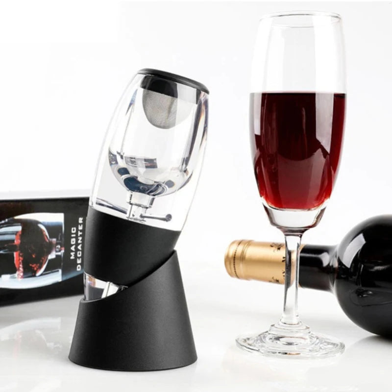 1 Set Professional Magic Red Wine Decanter Pourer with Filter Stand Quick Air Aerator Alcohol Dispenser for Home Office Hotels Bars Pubs Restaurants Dining Bar Essential Set New