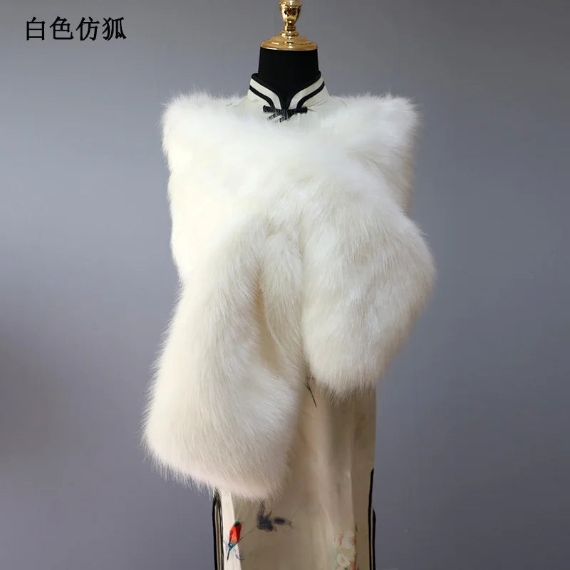 NEW Arrivals 32 Colors 160*22cm Women Luxury Warm Faux Fox Fur Shawl Winter Ladies Plush Scarf Wraps Cloak Coat Wedding Long Cape Scarves Girls Ladies Luxury Fashion Clothing Products