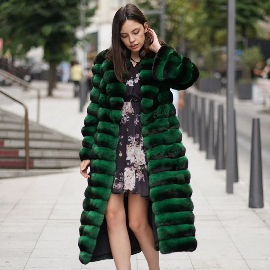 NEW Arrivals UK S-3XL Big Size 5 Colors Women's Luxury Real Chinchilla Long/Short  Winter Coat Chinchilla Real Natural  Rex Rabbit Fur Coats Women Ladies Luxury Winter Fashion Apparel Products