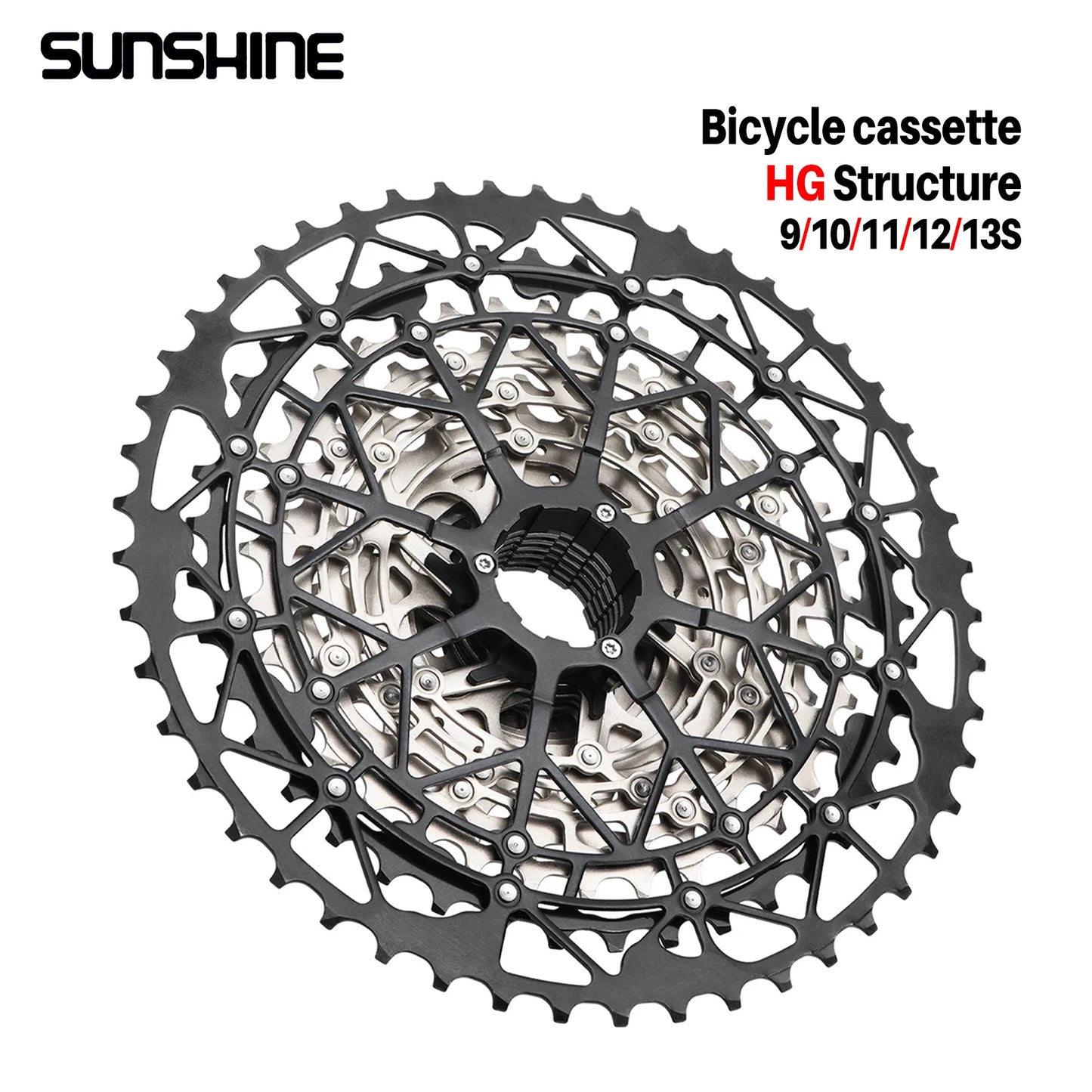 Ultralight Bicycle Cassette Freewheel Carbon Steel Material 9/10/11/12/13 Speed HG Structure Sprocket for Mountain Bike Bicycle Accessories Sports Supplies
