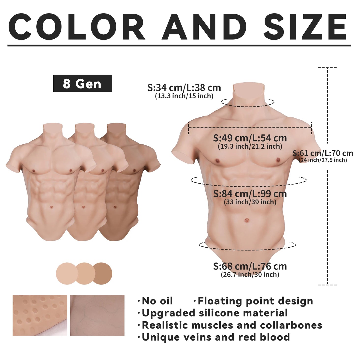 CYOMI Silicone Realistic Muscle Male Suit Fake Chest Artificial Simulation Muscles Cosplay Fake Belly Muscle Crossdresser