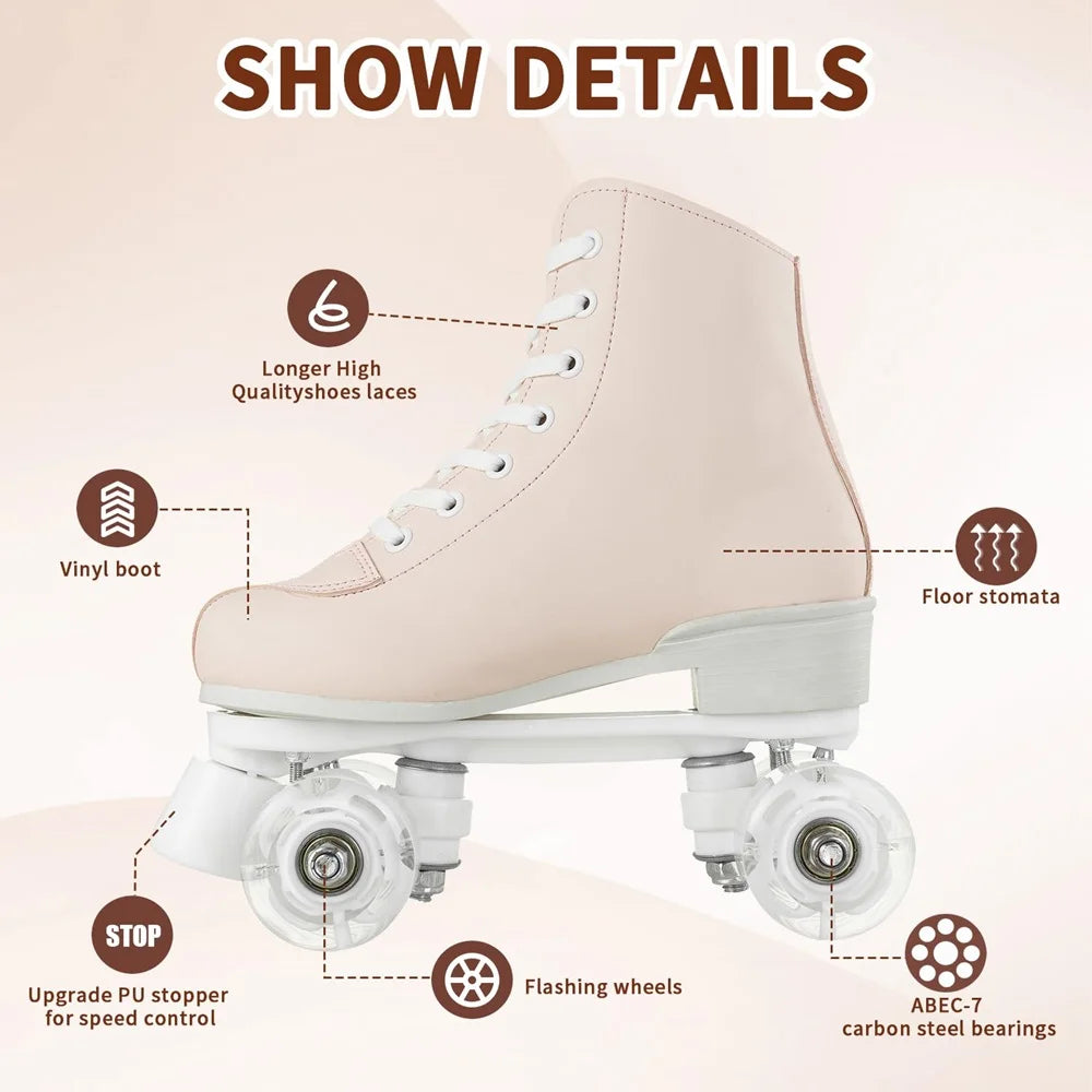 Flashing Roller Skates For Women Double Row Quad Skate Shoes Adult Outdoor Indoor Skating Training Sneakers With 4 Wheels