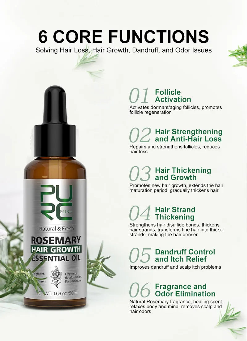 Rosemary Natural Ginger Oil Hair Growth Products for Man Women Ginger Anti Hair Loss Fast Regrowth Thicken Oils Scalp Treatment Hair Care