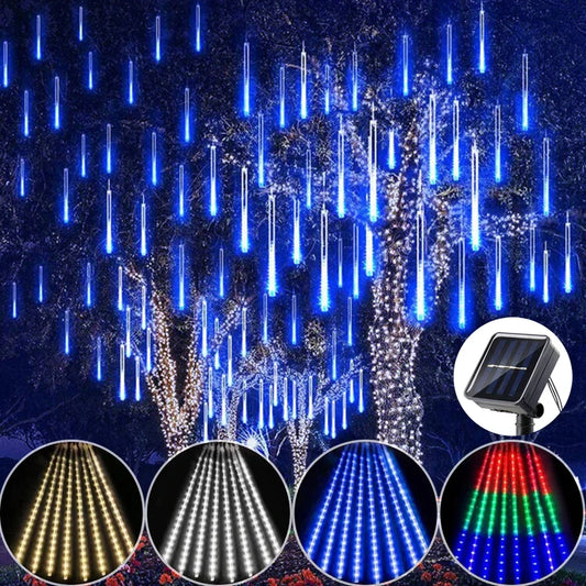 NEW Arrivals 4 Colors 30-50cm 8 Tubes Set Solar Meteor Shower Rain String Lights Waterproof Garden Light 8 Tubes Christmas Tree Holiday Party Wedding Holiday Decoration