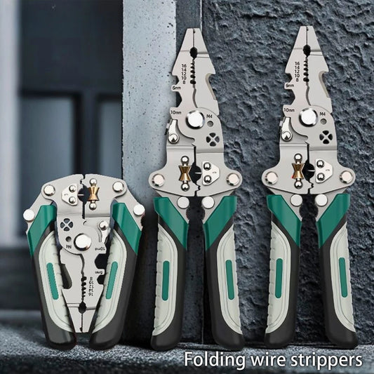 NEW Arrivals Foldable Wire Stripper, Pulley Design Multi-Function Electrician Wire Splitter Wire Winding Pliers Crimping Pliers Hand Tool