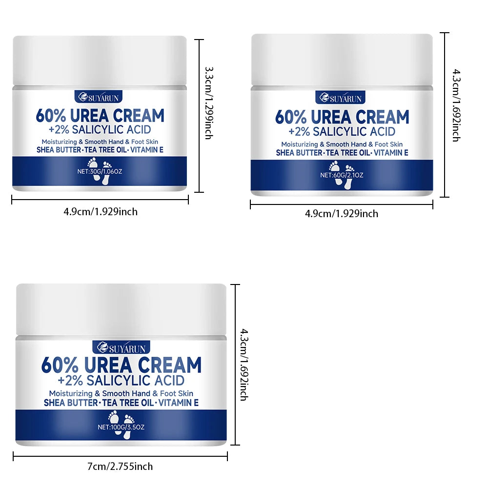 NEW 100g. 60% Urea Foot Cream for Cracked Heels & Dry Skin - Intensive Moisturizing Treatment, Callus Remover, Diabetic Foot Care.
