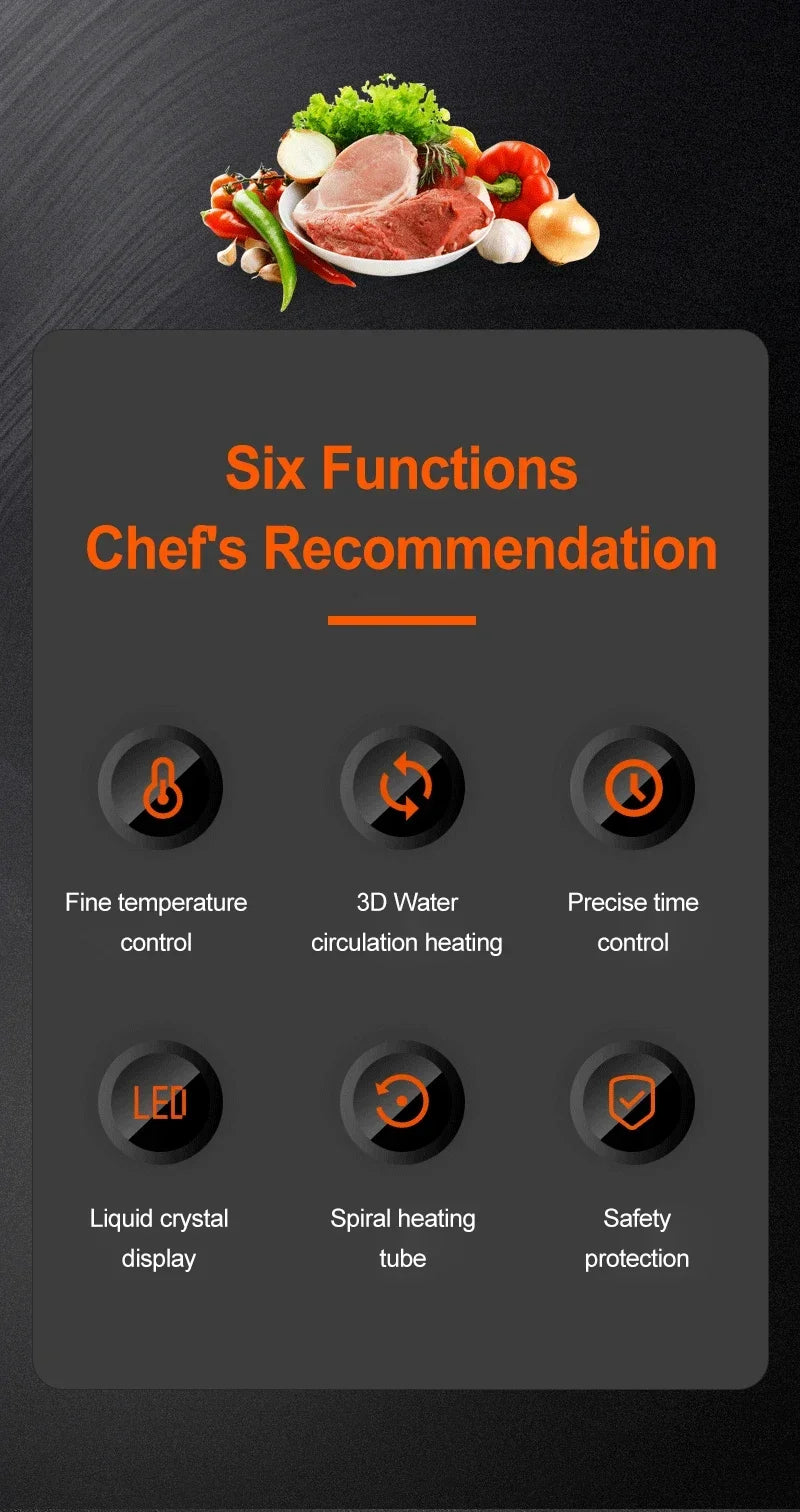 NEW 1100W Vacuum Sous Vide Cooker LCD Touch Screen Digital Display Immersion Circulator Accurate Cooking Waterproof Smart Slow Cooker App Control Connected Cooking