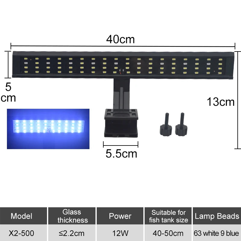 Aquarium LED Fish Tank Light Super Slim Plants Grow Clip Lights Lamp Aquatic Aquarium Lamps Lighting 220V 5W/7W/9W/12W/16W Home Office Hotels Restaurants Decoration Supplies