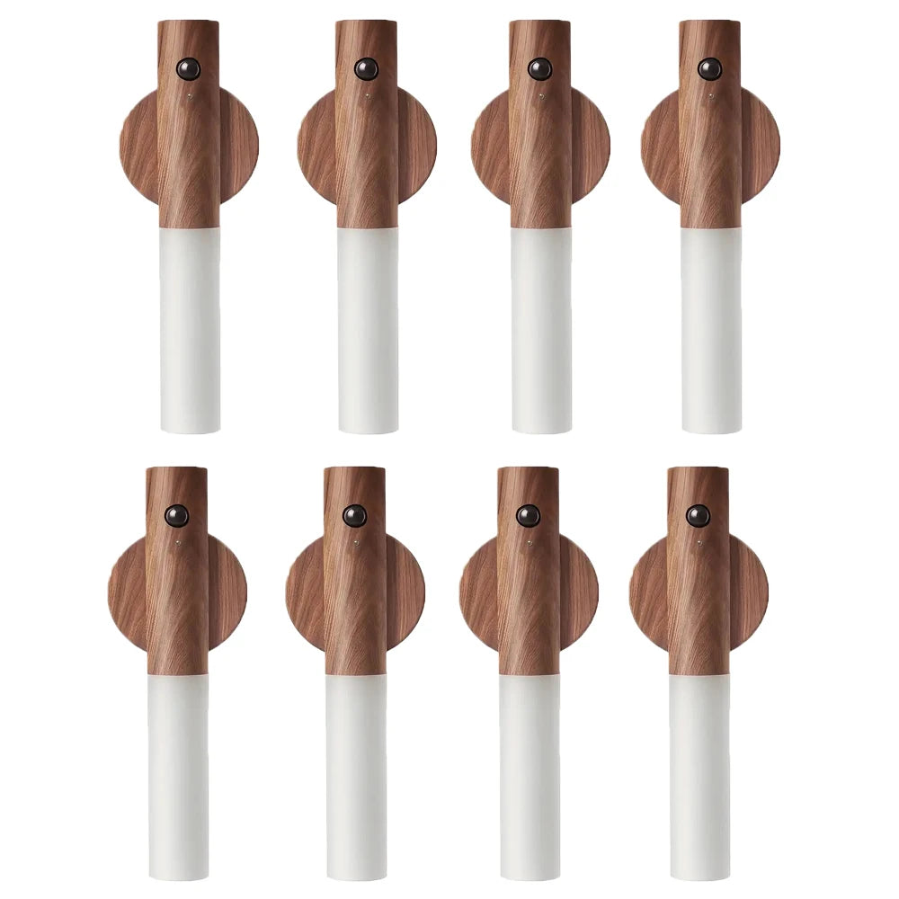 8 PCS Set Smart Motion Sensor Night Light Wireless Magnetic USB Rechargeable LED Wall Light for Corridor Bedroom Bathroom Kitchen