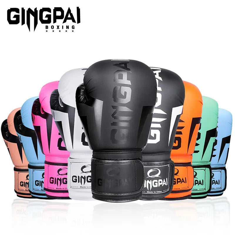 6/8/10/12/14Oz Kids/Adults Boxing  MMA PU Leather Gloves Breathable Professional Sanda Muay Thai Fighting Gloves Workout Gloves