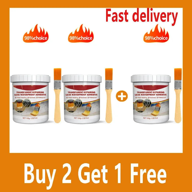 1-10 PCS Set Invisible Waterproof Agent Strong Transparent Sealing Coating Repairing Antileak Glue Invisible Paste Glue With Brush 100-1000g