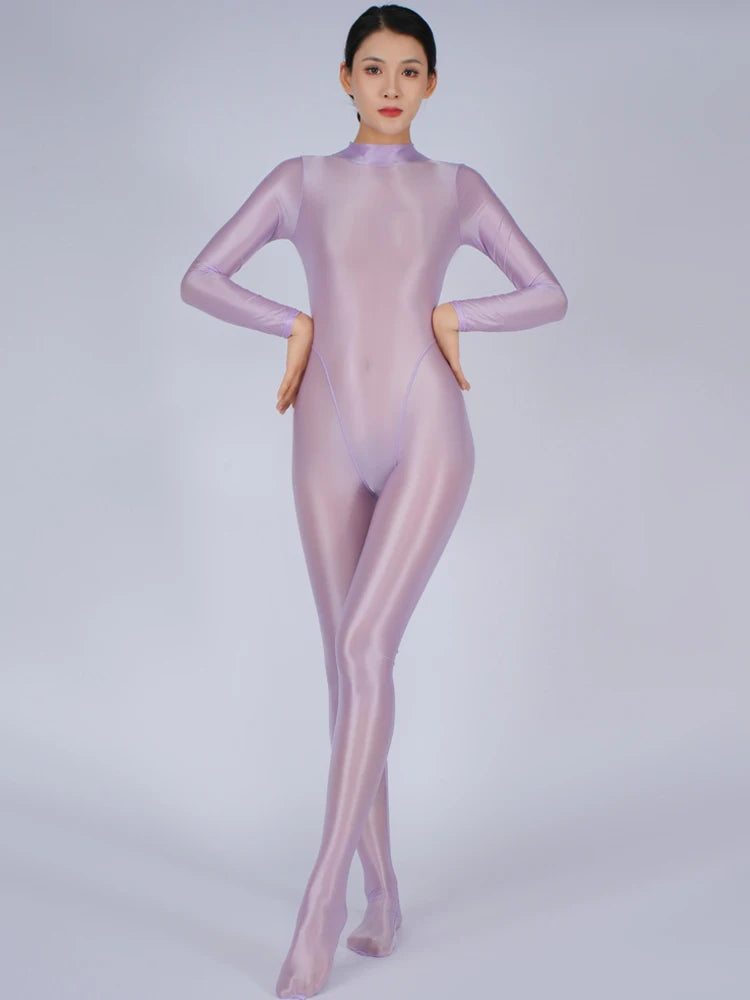 8 Colors M-3XL UK Plus Size Sexy Women Yoga Shaper Tight Dance Wear Oil Glossy Shiny Elastic Bodysuit Sheer See Through Rompers Jumpsuits Candy Color Leotard Tights