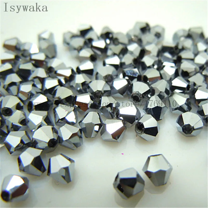 33 Colors 100 PCS Set Blue Multicolor 4mm Bicone Austria Crystal Beads Charm Glass Beads Loose Spacer Bead for DIY Jewelry Making Apparel Accessories Tools Set